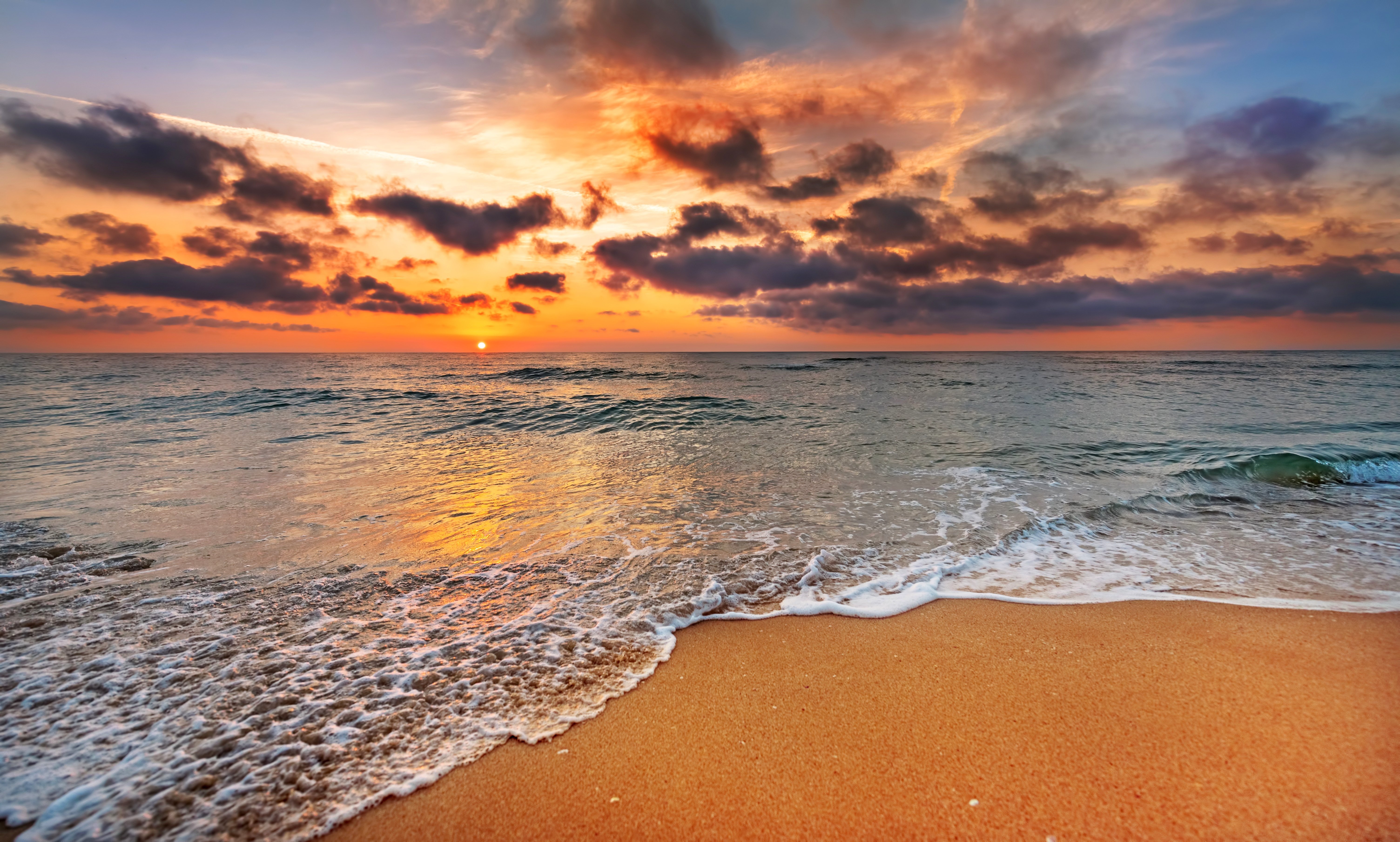Coast Sea Ocean Sky Sunrises And Sunsets Clouds Nature Wallpaper
