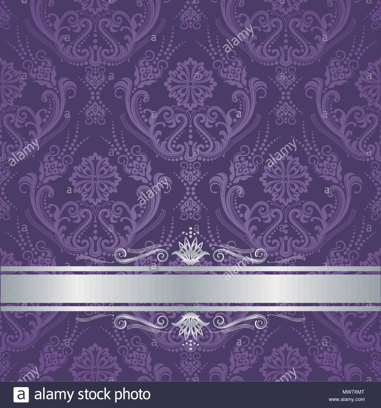 Luxury Purple Victorian Style Floral Damask Wallpaper Cover With