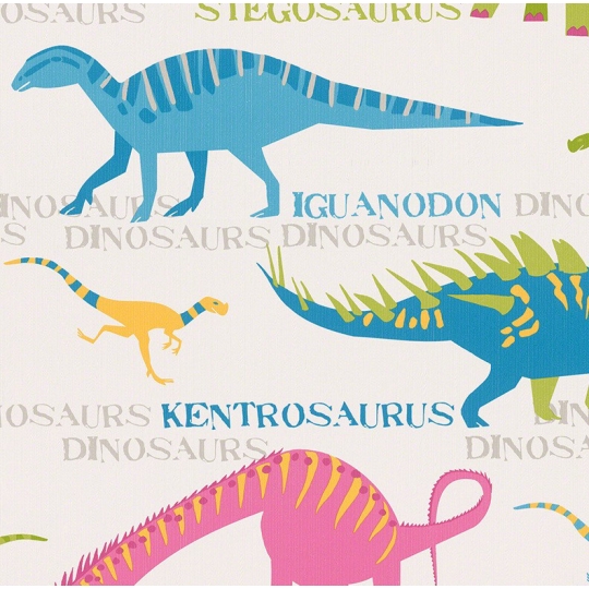 Creations Dinosaurs Pink And Turquoise Childrens Wallpaper