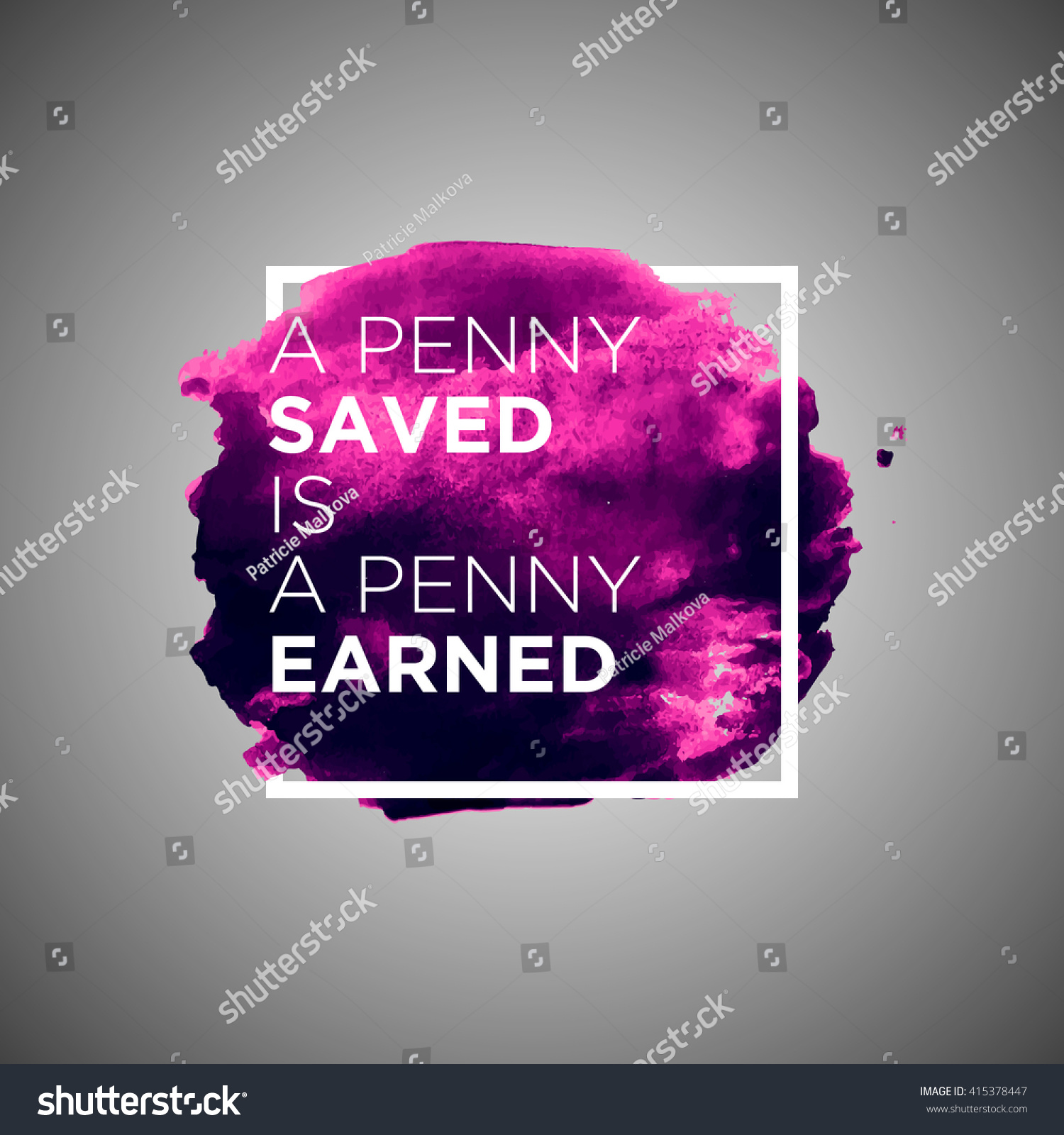 Watercolor Abstract Background Proverb Penny Saved Stock Vector