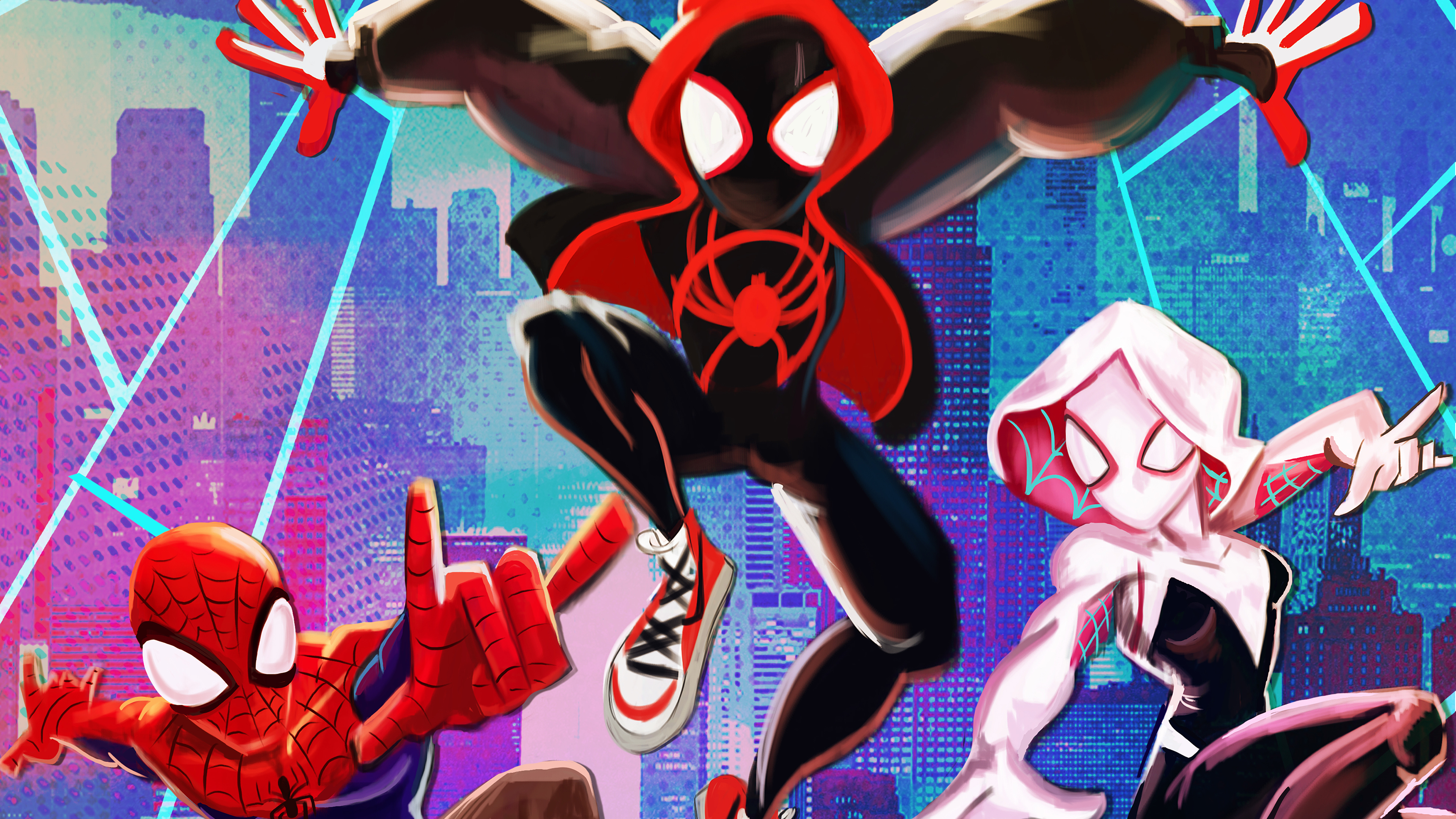 Spiderman Into The Spider Verse New Art 4k Ultrawide Quad HD Wallpaper