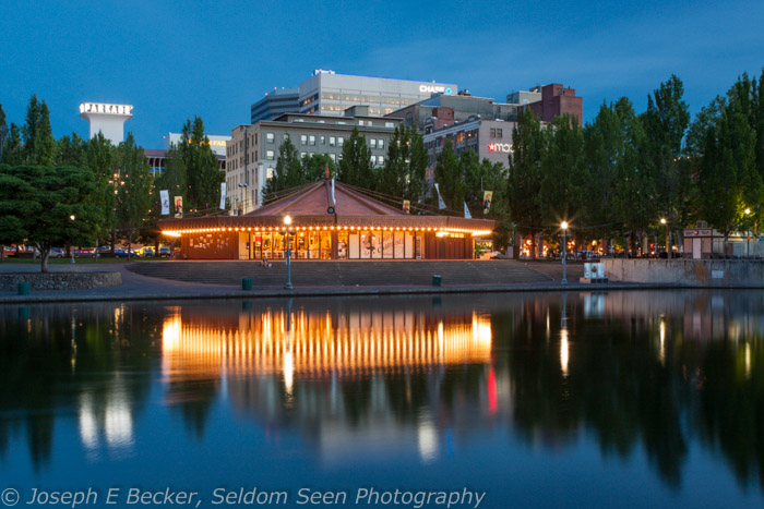 In Riverfront Park Built With Downtown Spokane Background