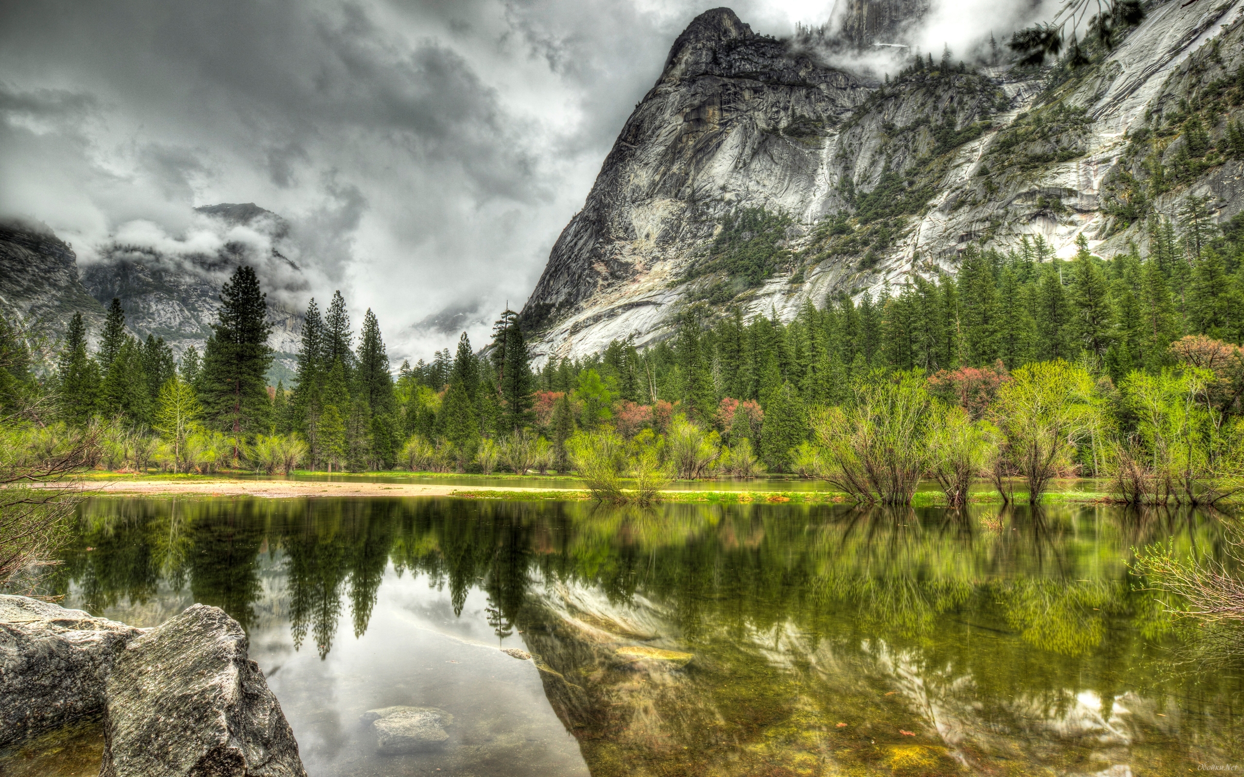 Nature Beautiful Of A Small Mountain Lake HD Desktop Wallpaper