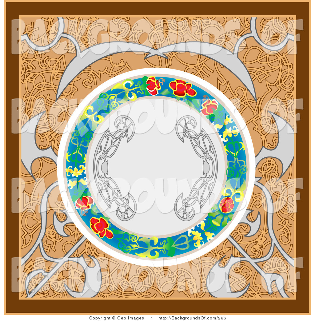 Brown Patterned Background With A Colorful Circular Center By Geo
