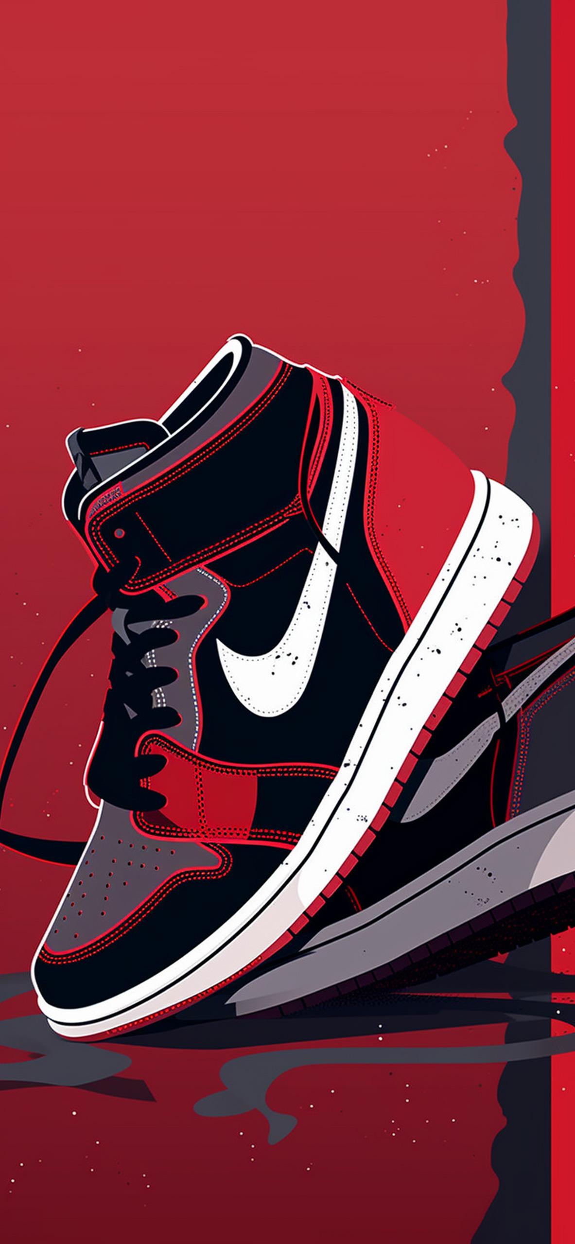 Nike Jordan Retro Sneakers Red Wallpaper