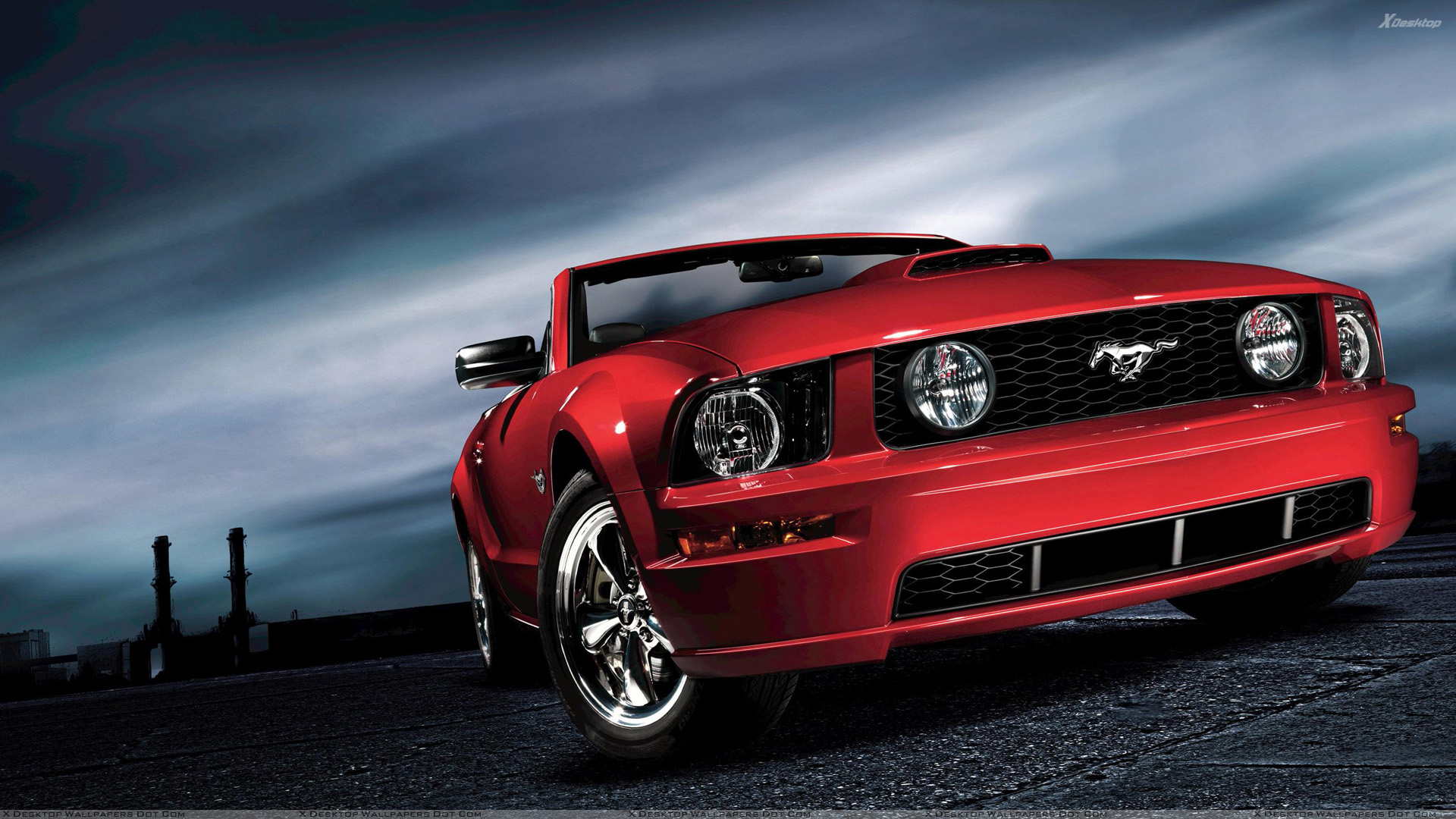 Front Pose Of Ford Mustang In Red Wallpaper