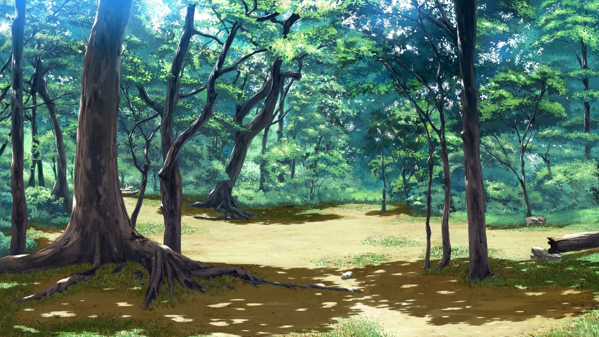 HD wallpaper anime forest landscape trees sunbeam plants water sea   Wallpaper Flare