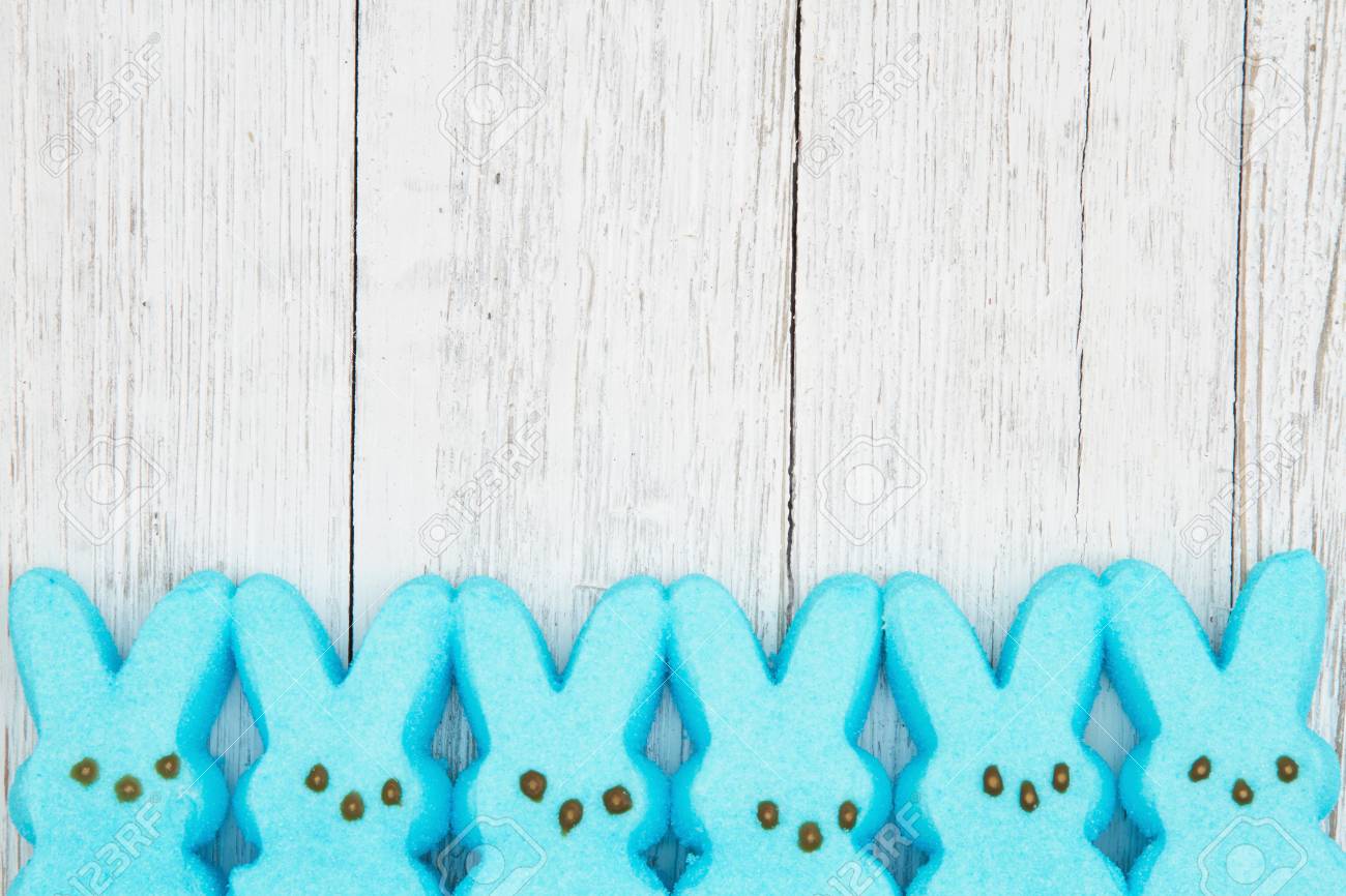 Free download Blue Candy Bunnies On Weathered Whitewash Textured Wood