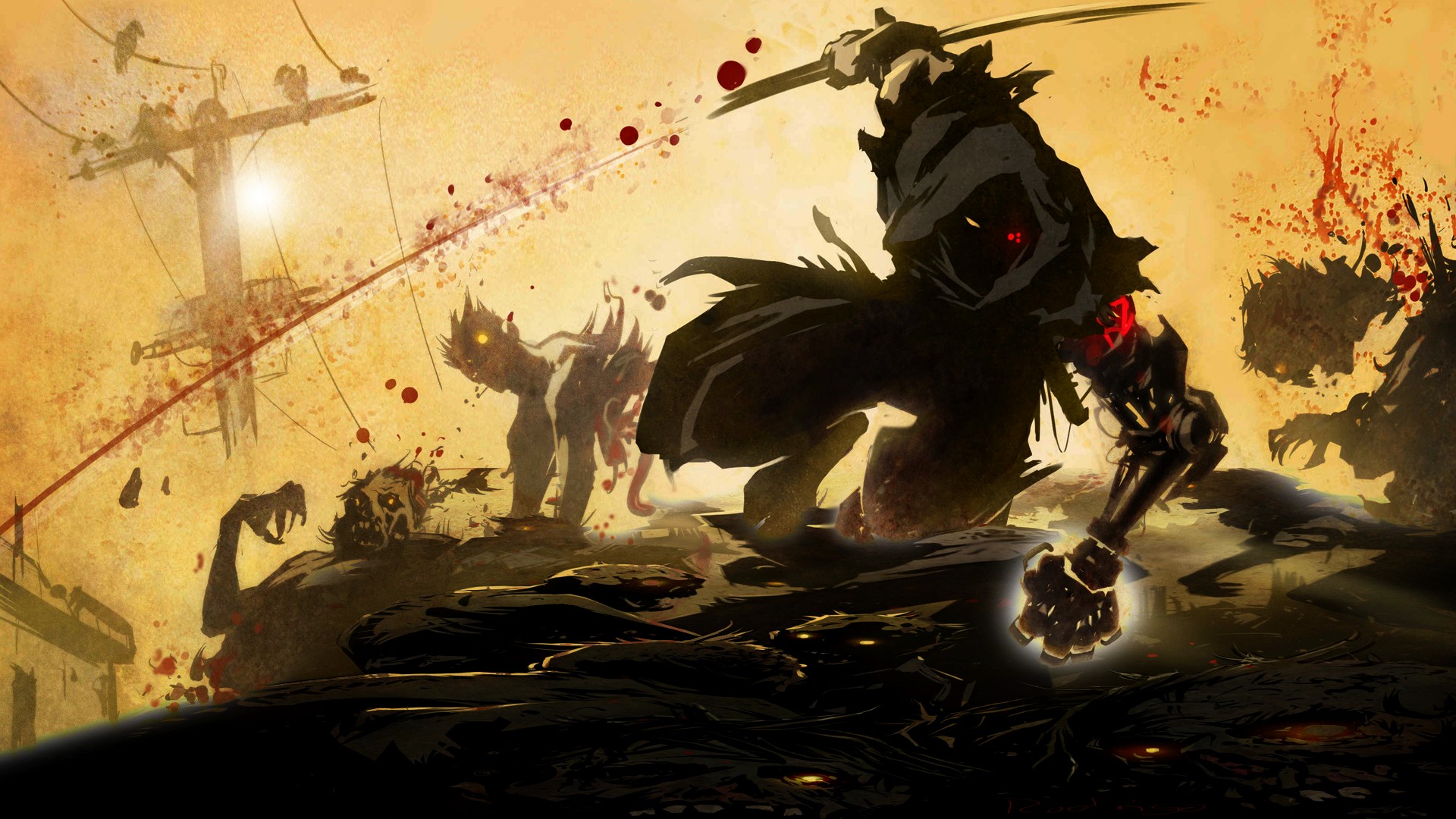 Videogames Anime Warrior Dark Zombies Blood Wallpaper Background