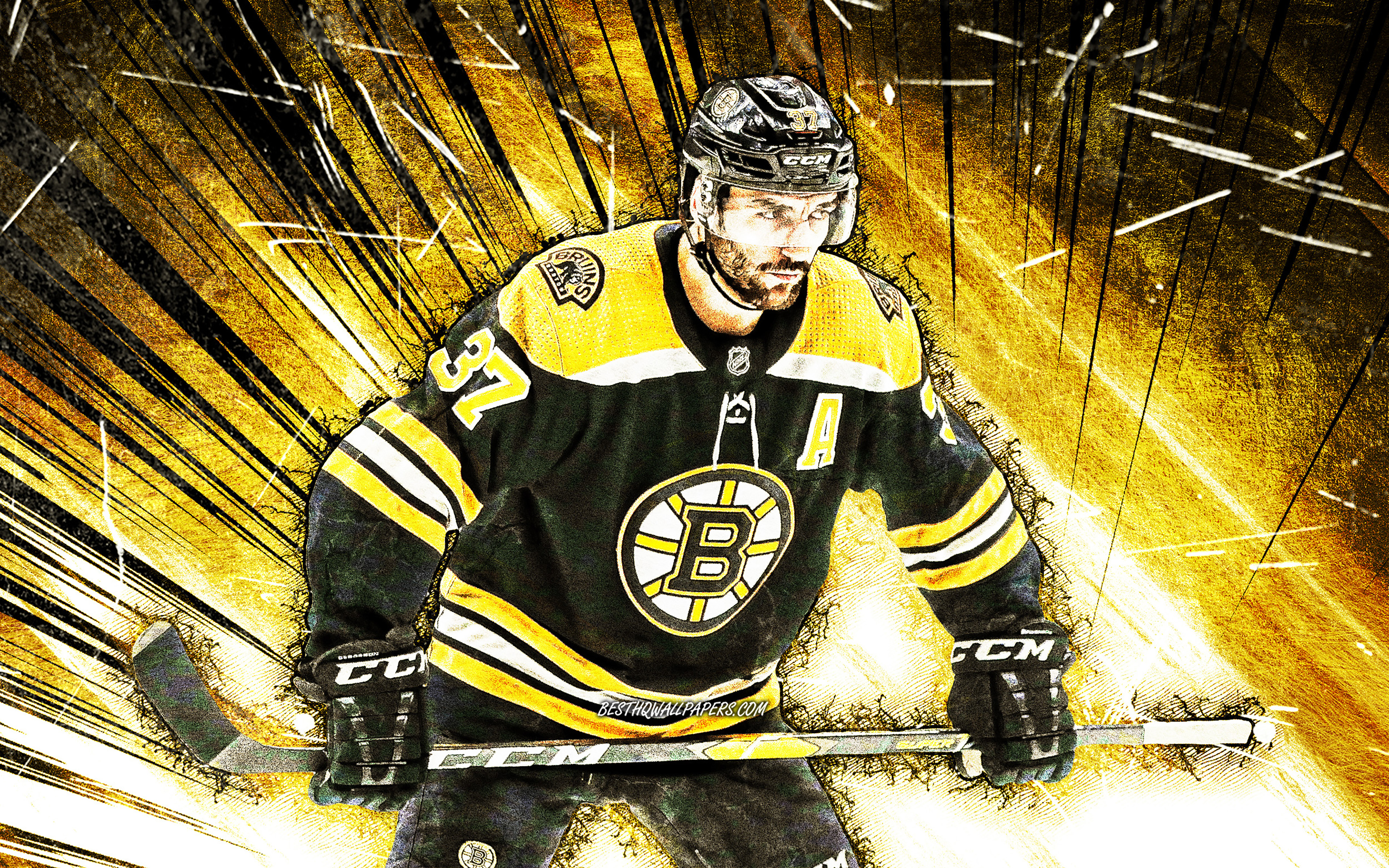 Wallpaper 4k Patrice Bergeron Grunge Art Nhl Boston