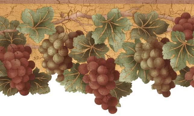 Tuscan Look Grapes Grapevine Wallpaper Border 86b0662