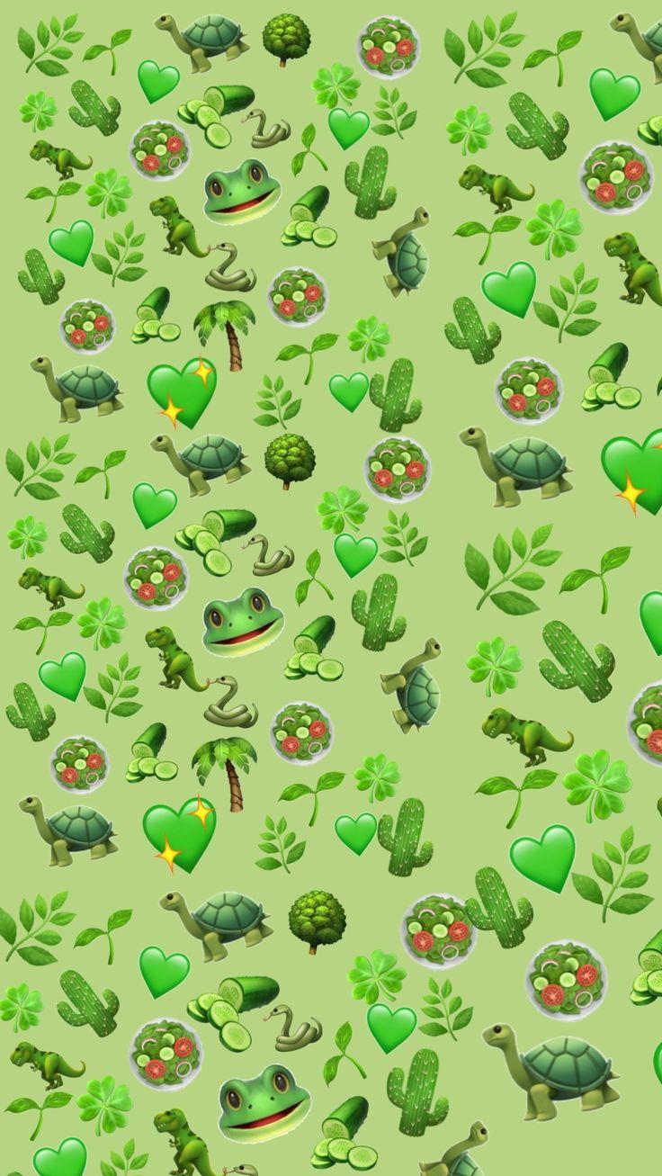 Wallpaper Green Aesthetic Pretty Cute Emoji