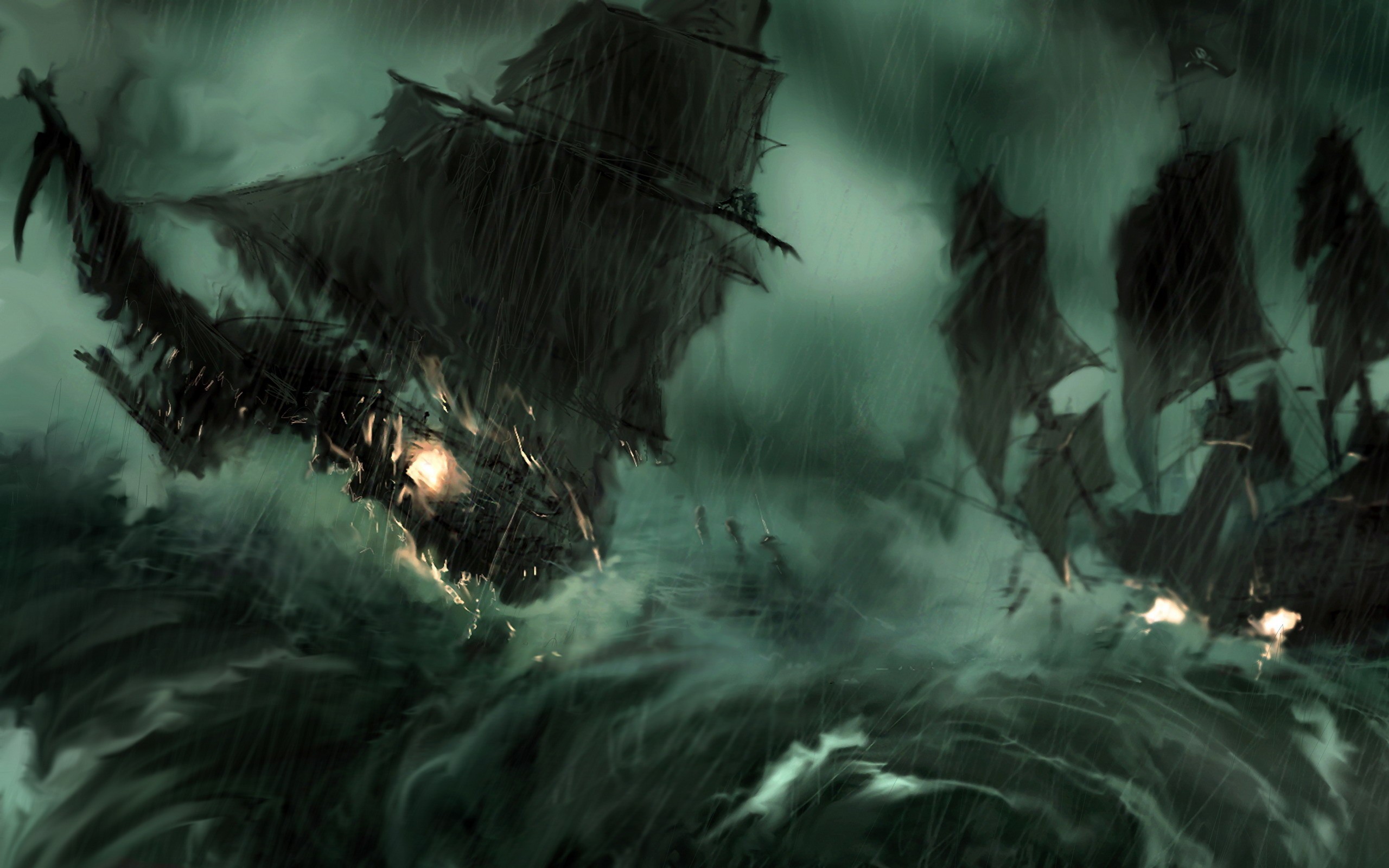 Pirate Ship Storm Pirates Of The Caribbean Artwork Sail Wallpaper