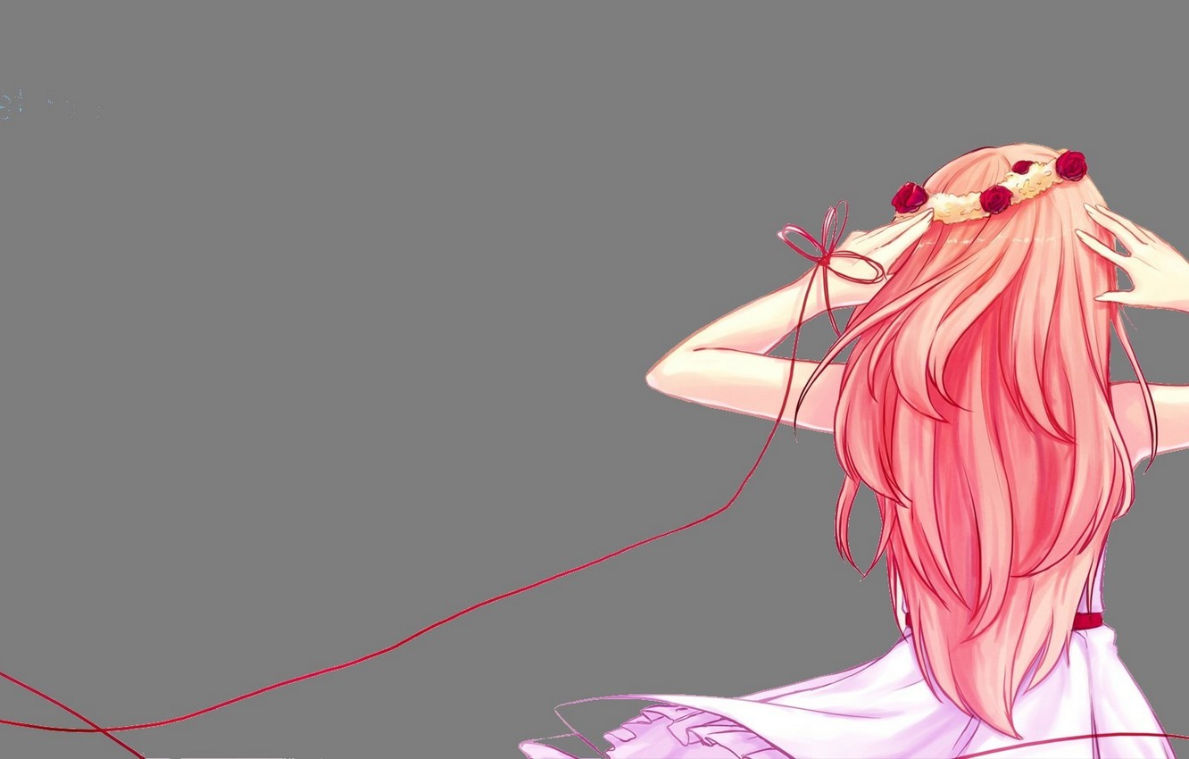 Wallpaper Girl Flowers Back Roses Art Vocaloid Wreath