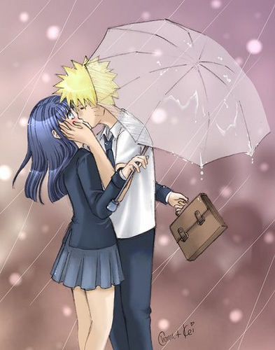 Naruto And Hinata Kissing Pixel Anime HD Wallpaper