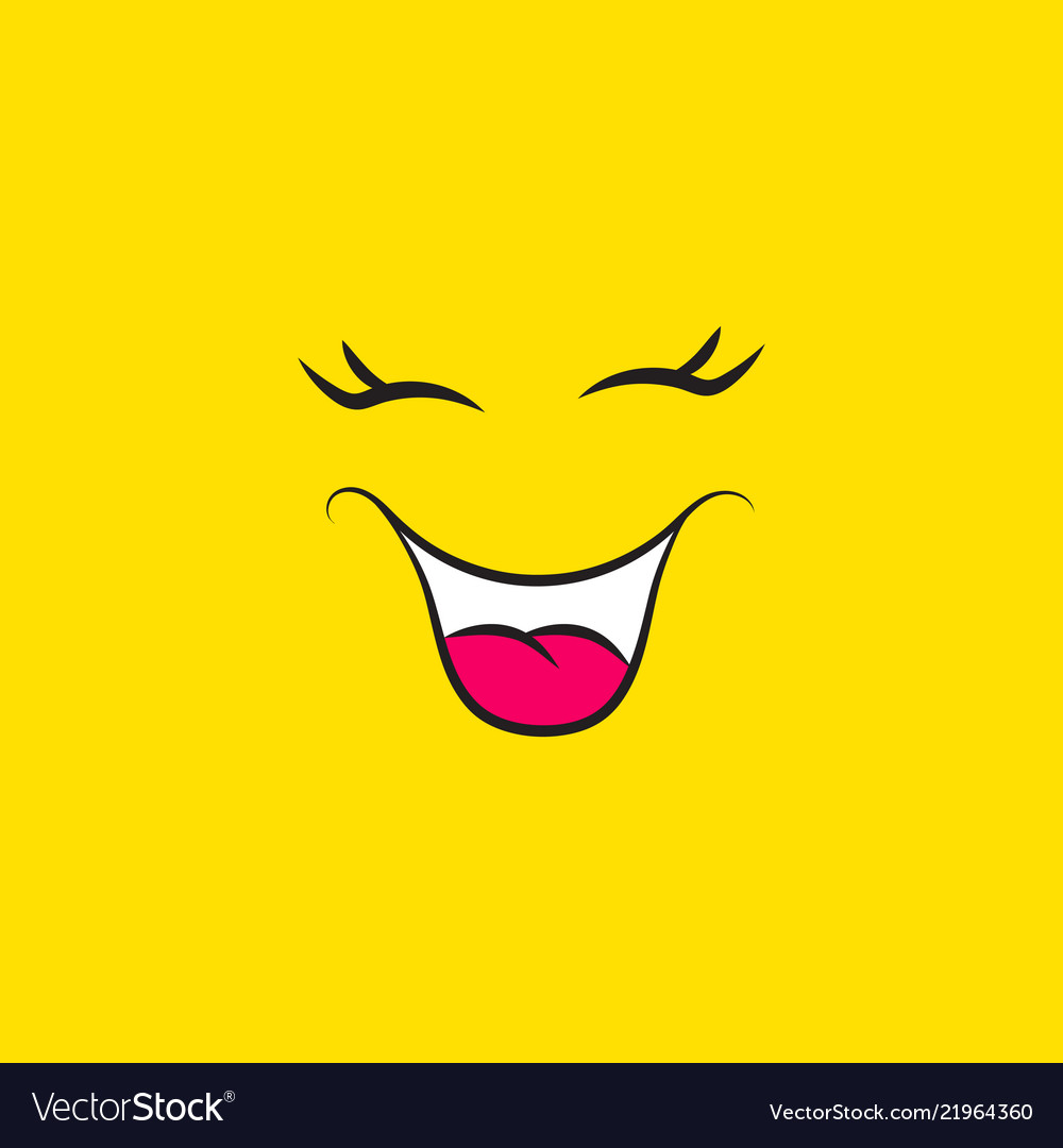 Funny Smiley Face Icon On Yellow Background Vector Image