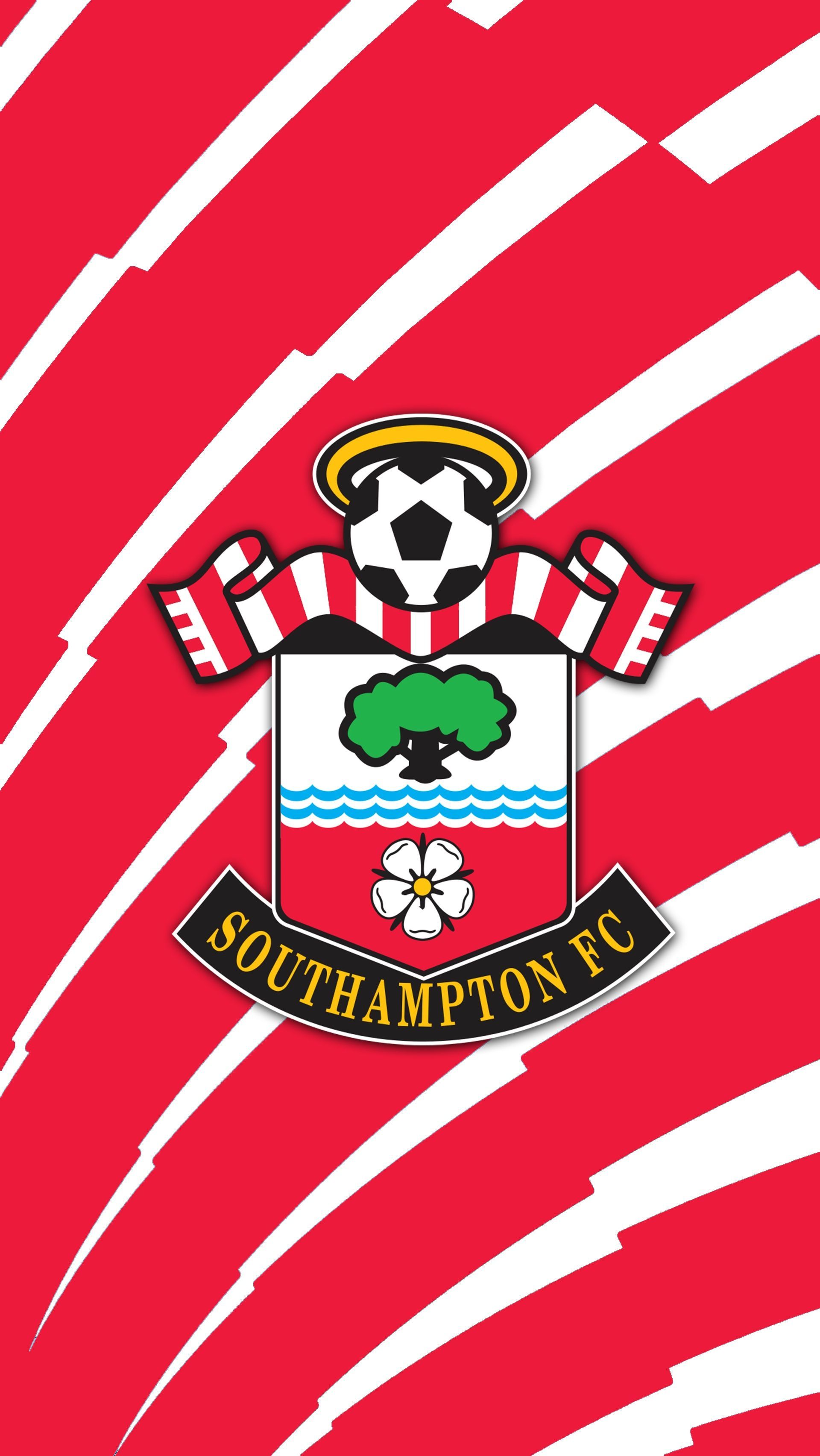 Southampton Fc Wallpaper With Logo And Soccer Ball Image