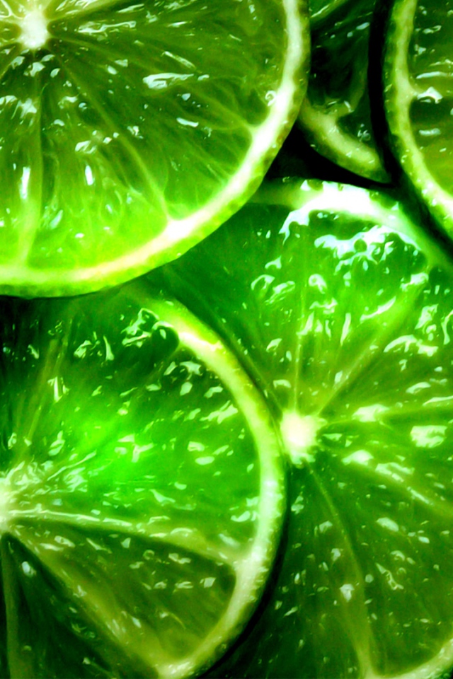Wallpaper 640x960 lime segments slices green background iPhone