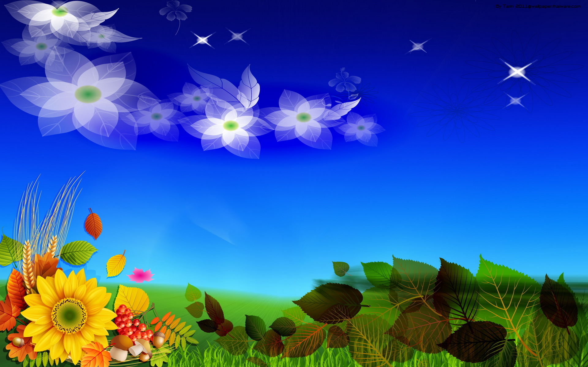 3d Green Land And Flowers Wallpaper With Resolutions Pixel