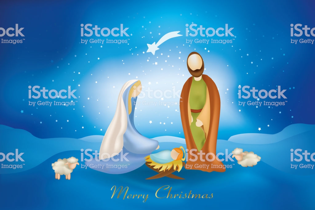 🔥 Free download Christmas Cards Whit Nativity Scene On Blue Background