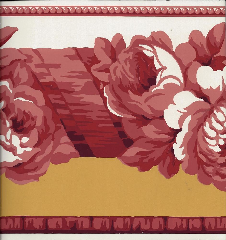 Katzenbach Warren Victorian Red Roses Wallpaper Border