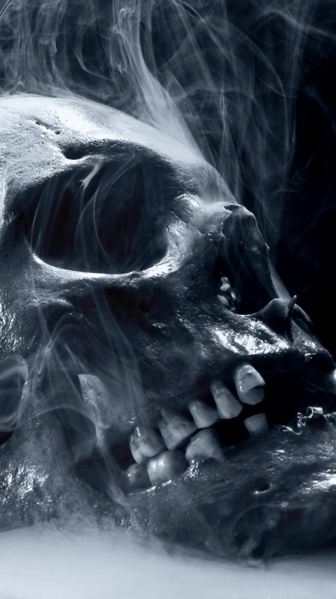 Wallpaper Skull Smoke Blue Scary Death Sony