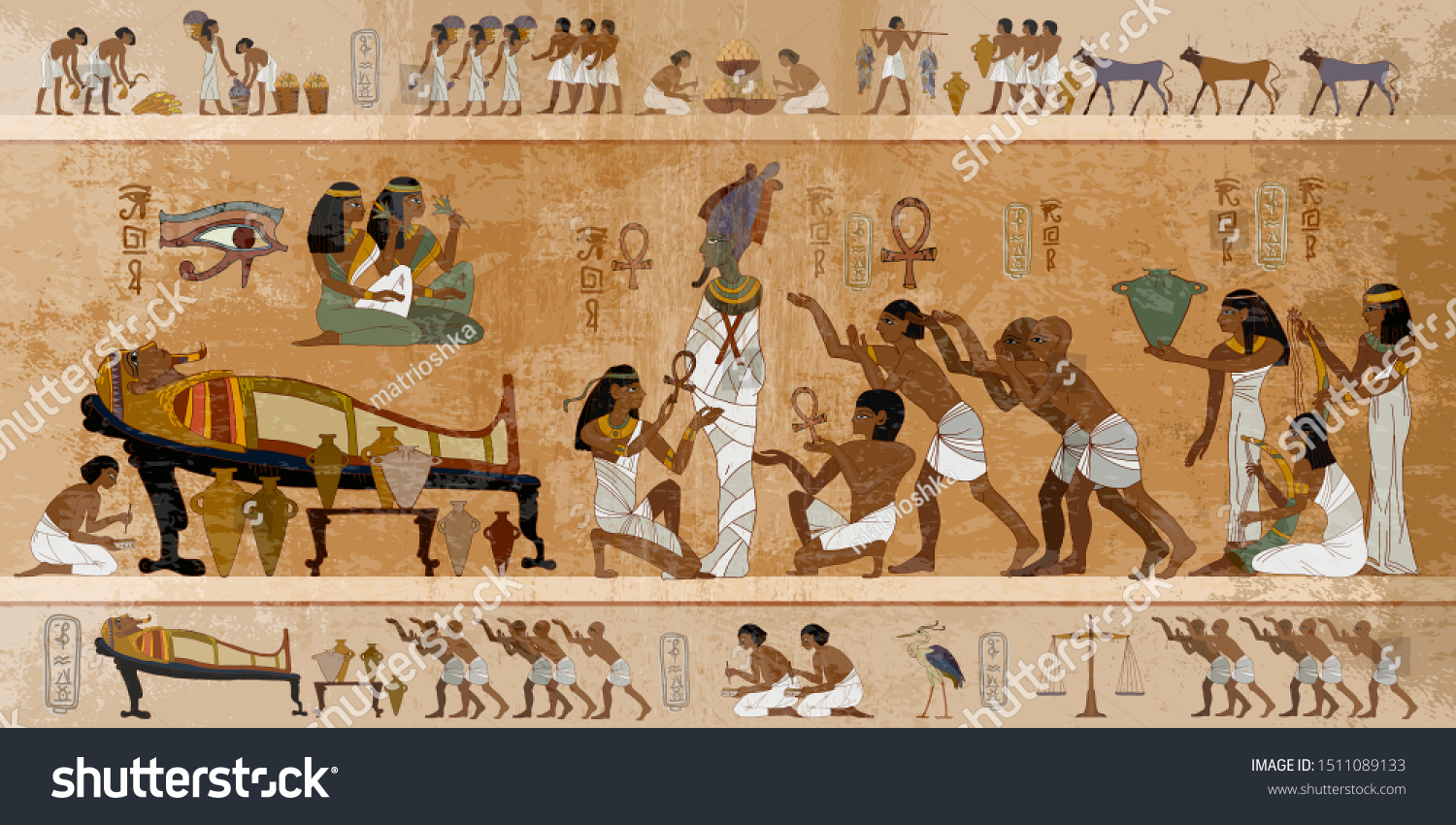 Ancient Egypt Mummification Process Concept Next Stock Vector