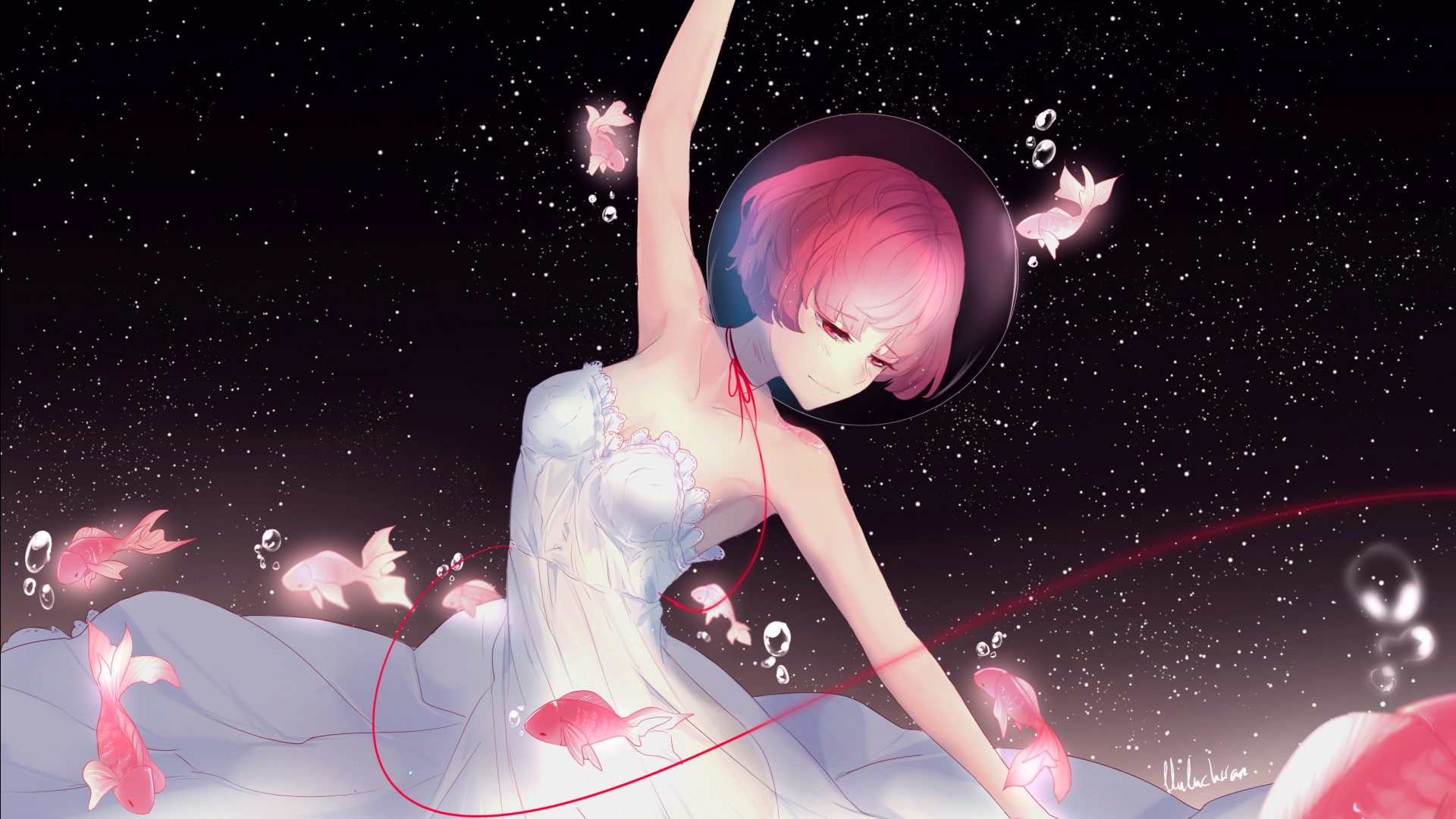 Anime Girl Night Dance Wallpaper