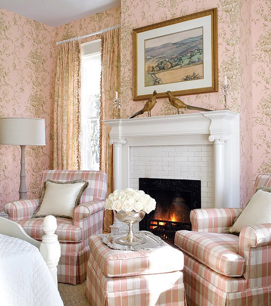 English Cottage Style Wallpaper Living Room And Powder In