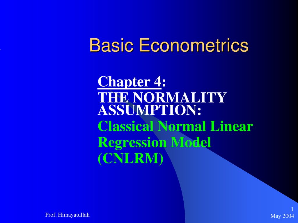 Basic Econometrics Chapter The Normality Assumption Ppt