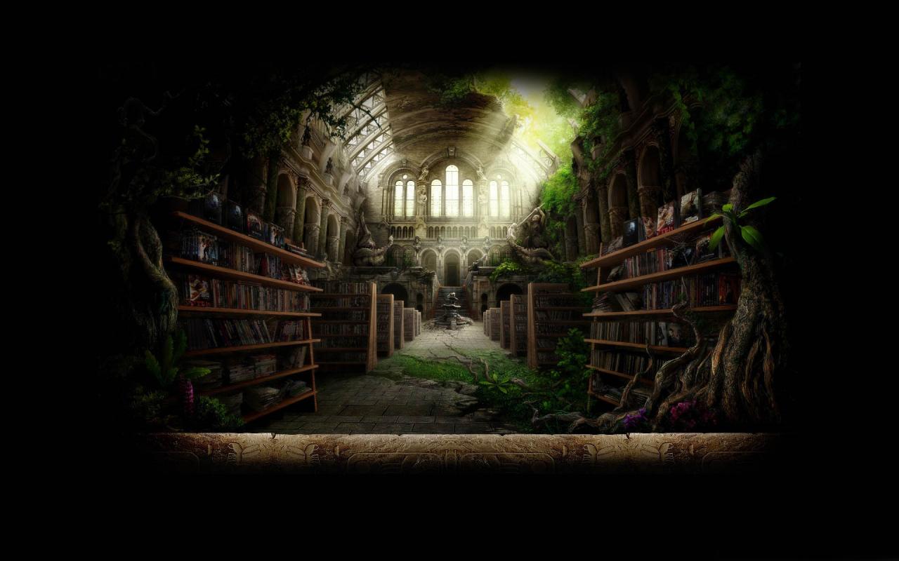 Library Fantasy Wallpaper Background