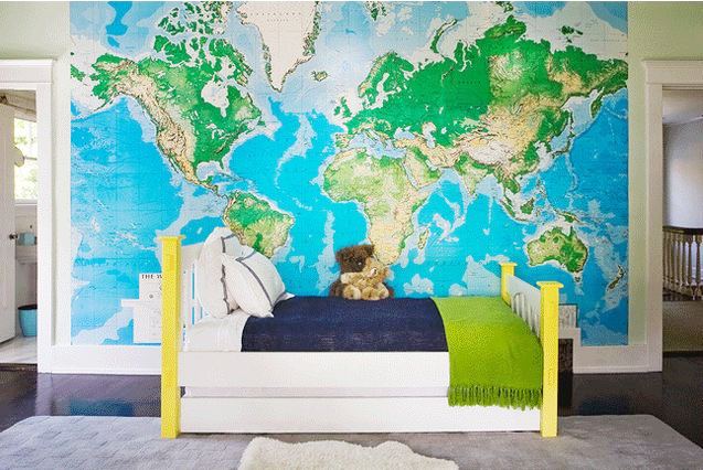 Wide And Bright World Map Wallpaper Design