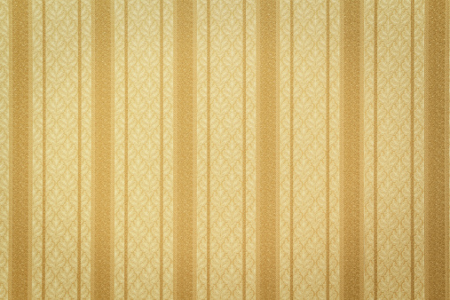 Gold Striped Wallpaper With Floral Pattern Stock Photo Thinkstock