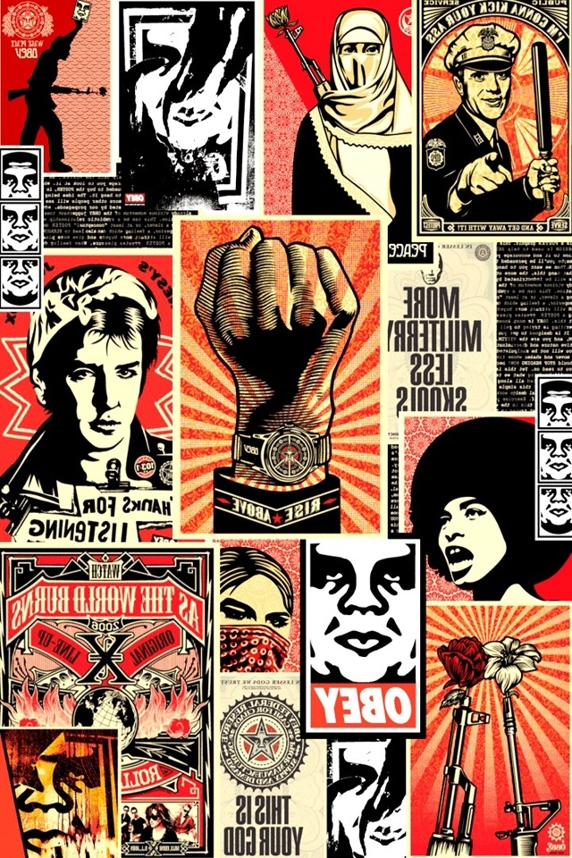Obey Collage iPhone HD Wallpaper