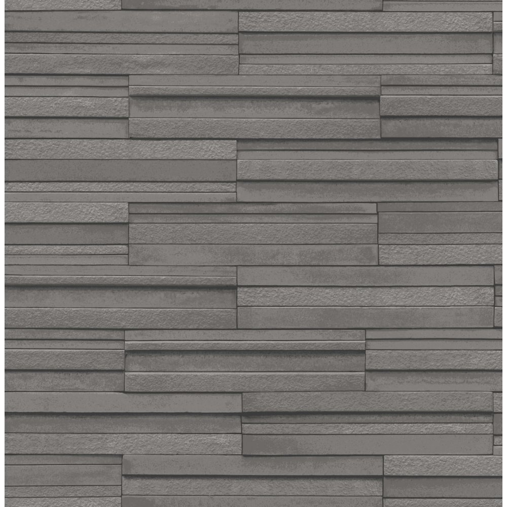 Fine Decor Ceramica Slate Tile Washable Wallpaper Charcoal Fd40126