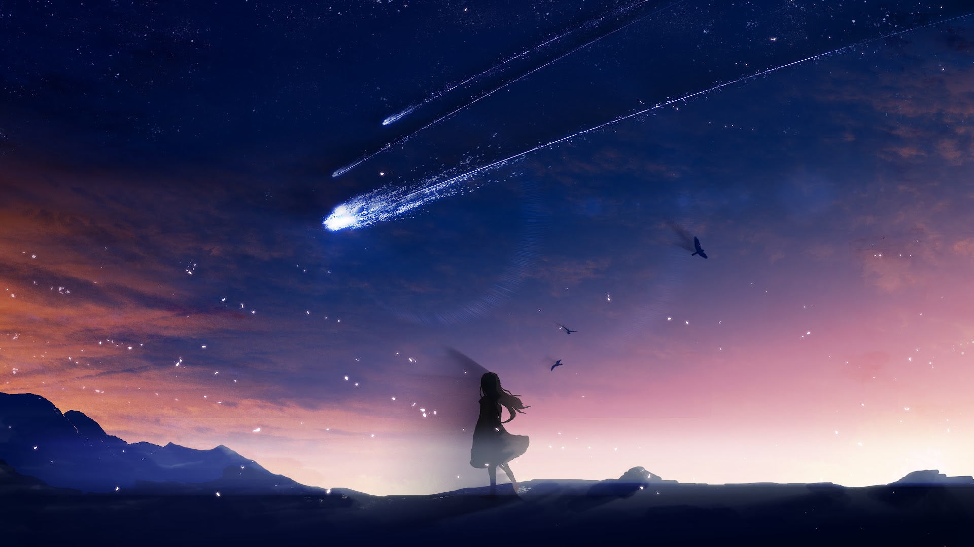 Anime Night Sky Scenery Et 4k Wallpaper