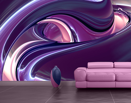 Circles In Purple Wallpaper Wall Art Decor 3d Digital