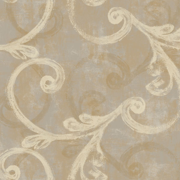 Grey And Gold Brushed Scroll Wallpaper Wall Sticker Outlet