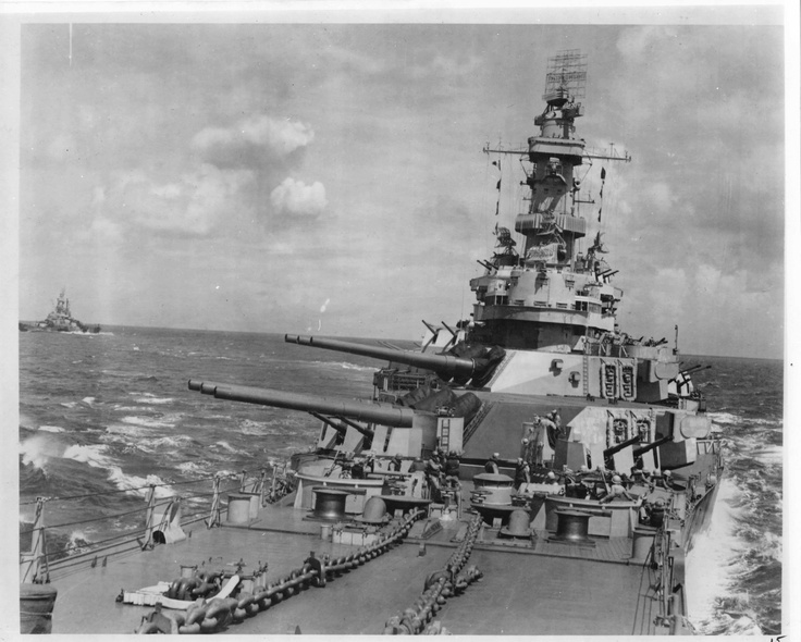 Uss Iowa With The Indiana In Background