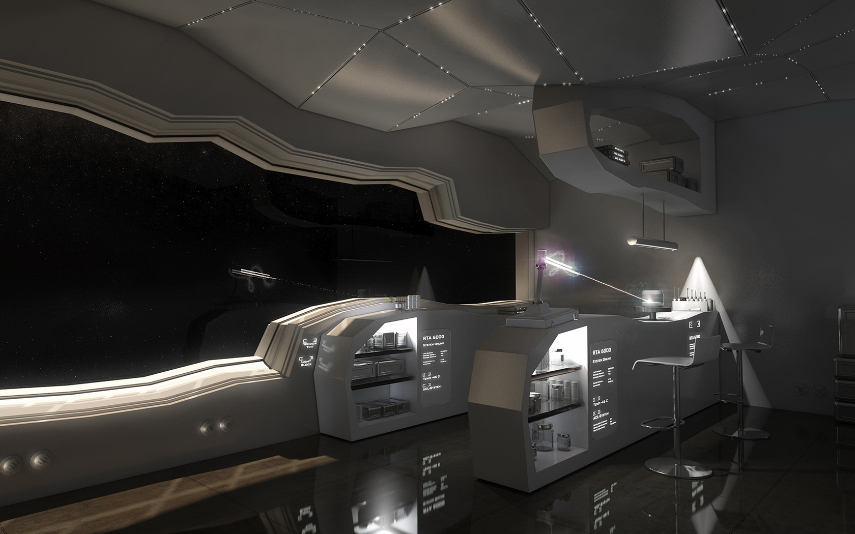 Future Spaceship Interior Wallpaper