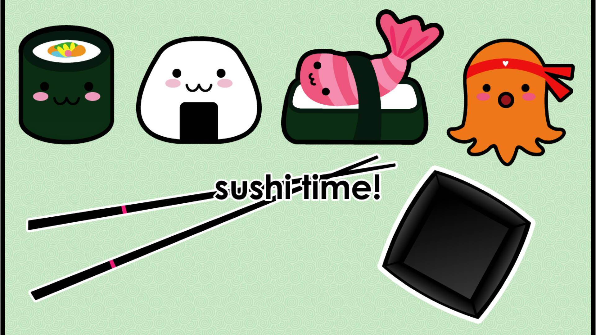 Cute Sushi Food Cartoon Wallpaper
