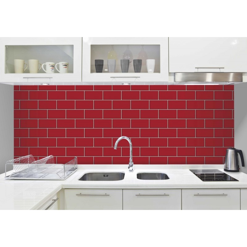 Home Ceramica Red Subway Tile Effect Wallpaper By Fine Decor