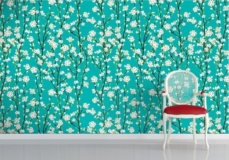 Cherry Blossom Turquoise wallpaper Turquoise Pinterest 736x517