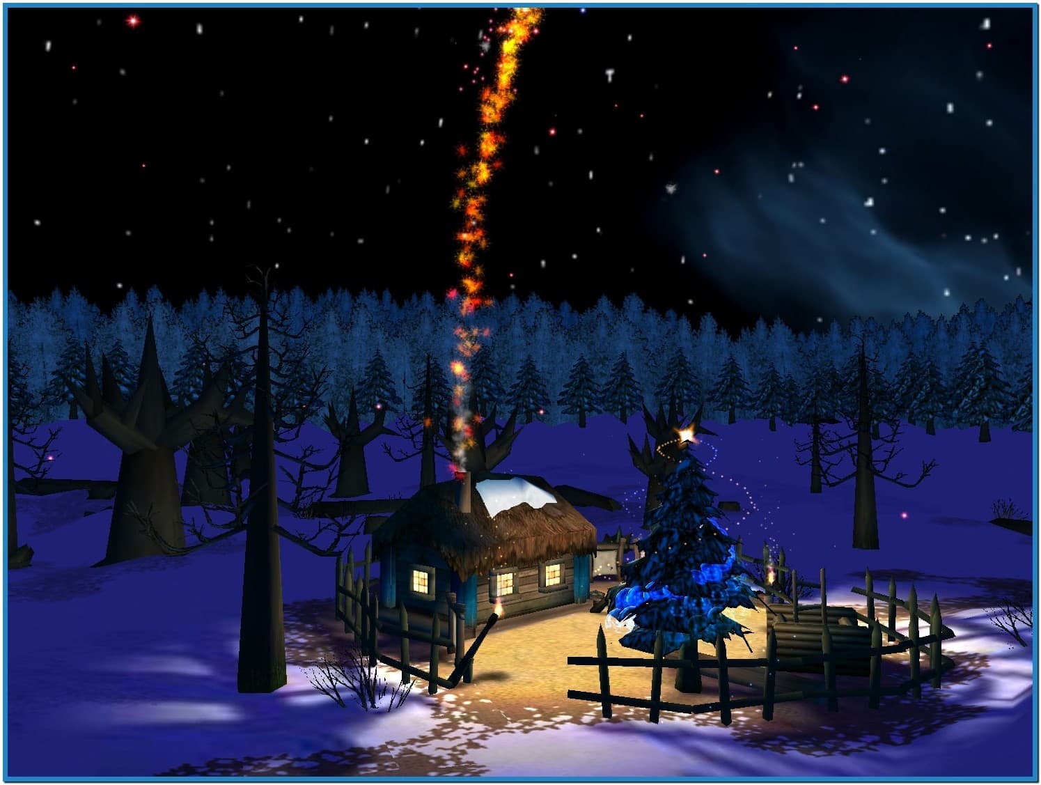 3d Christmas Cottage Animated Wallpaper Moving To