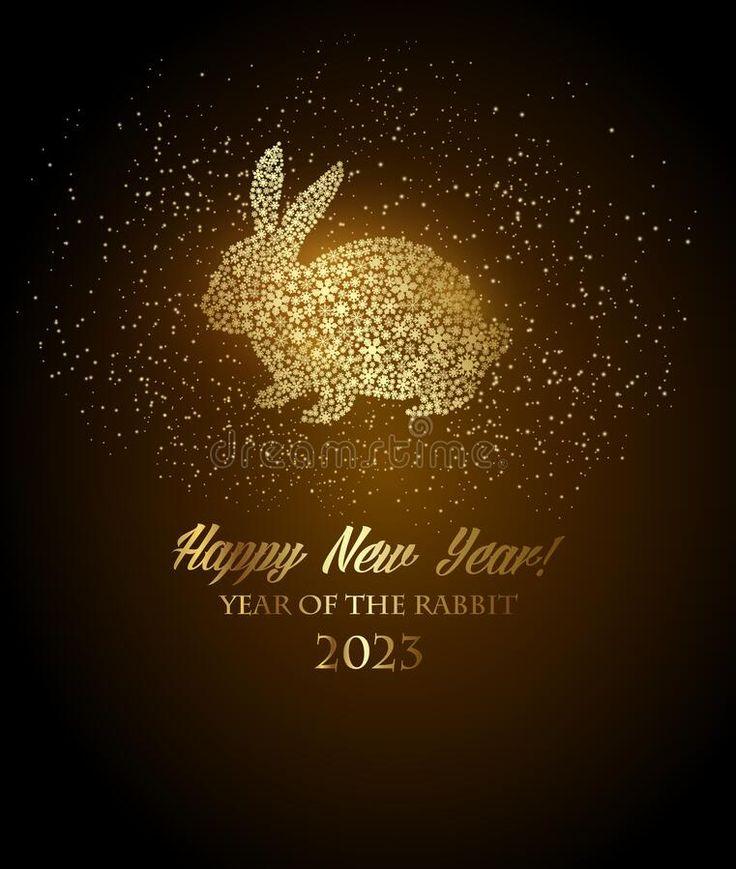 Happy New Year Background Of The Rabbit Concept Stock