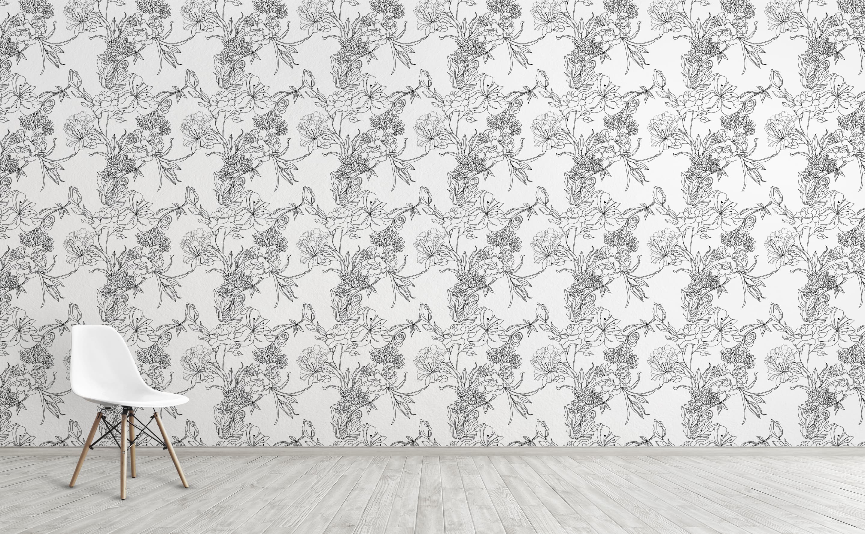 🔥 Free download Black and White Floral Pattern Wallpaper for Walls