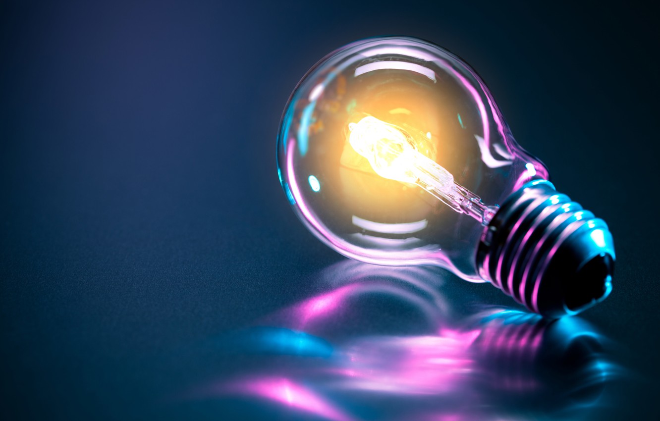 Wallpaper Light Bulb Abstraction Reflection Wire Art Colorful