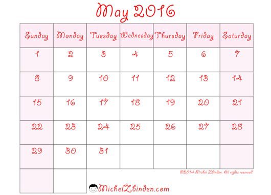May Calendar Pink Re Jpg Calendar2015