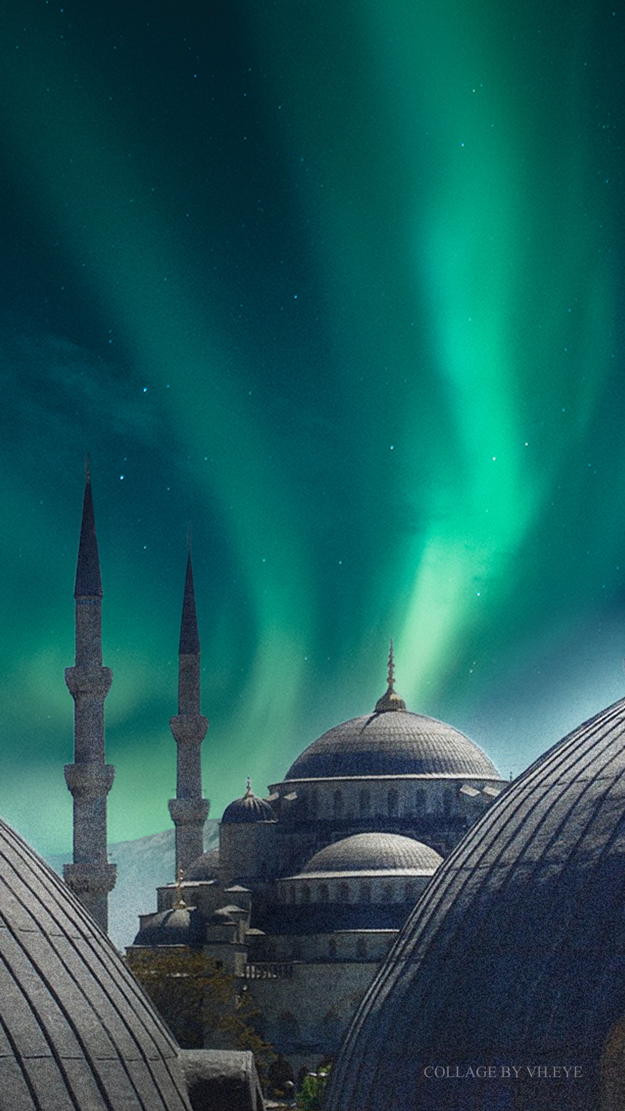 Turkey Blue Mosque Wallpaper iPhone Android Collage Art By Vh