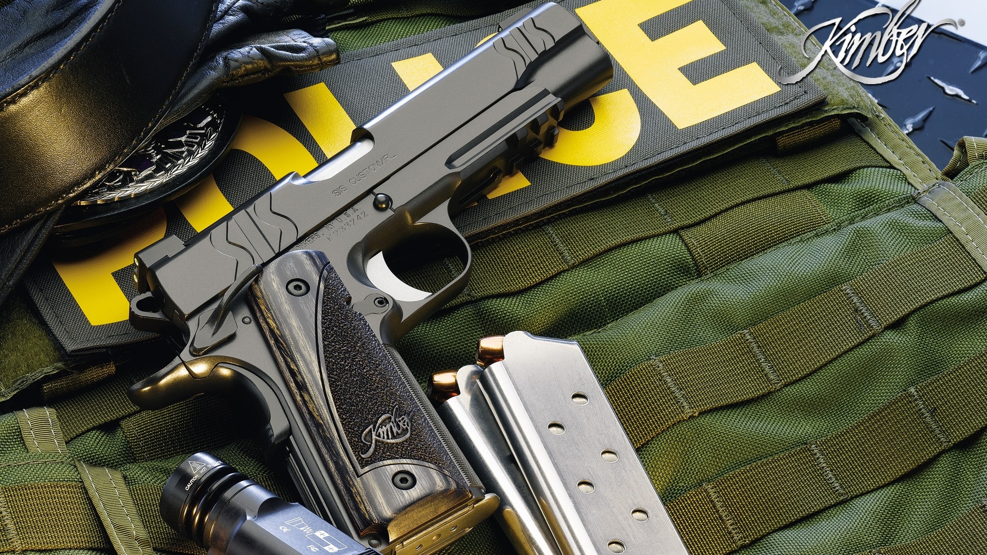 Kimber Close Up Green Gun Military Police Swat
